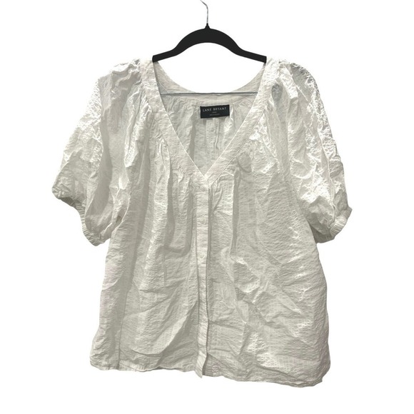 White Puff Sleeve Coastal Blouse - Picture 1 of 5